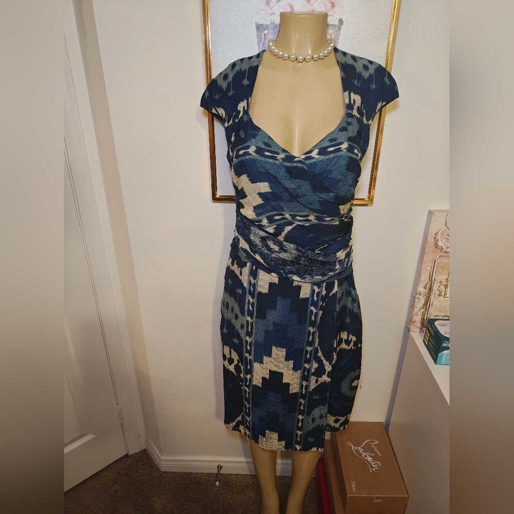 Ralph Lauren Blue and White Patterned Dress - Picture 2 of 5